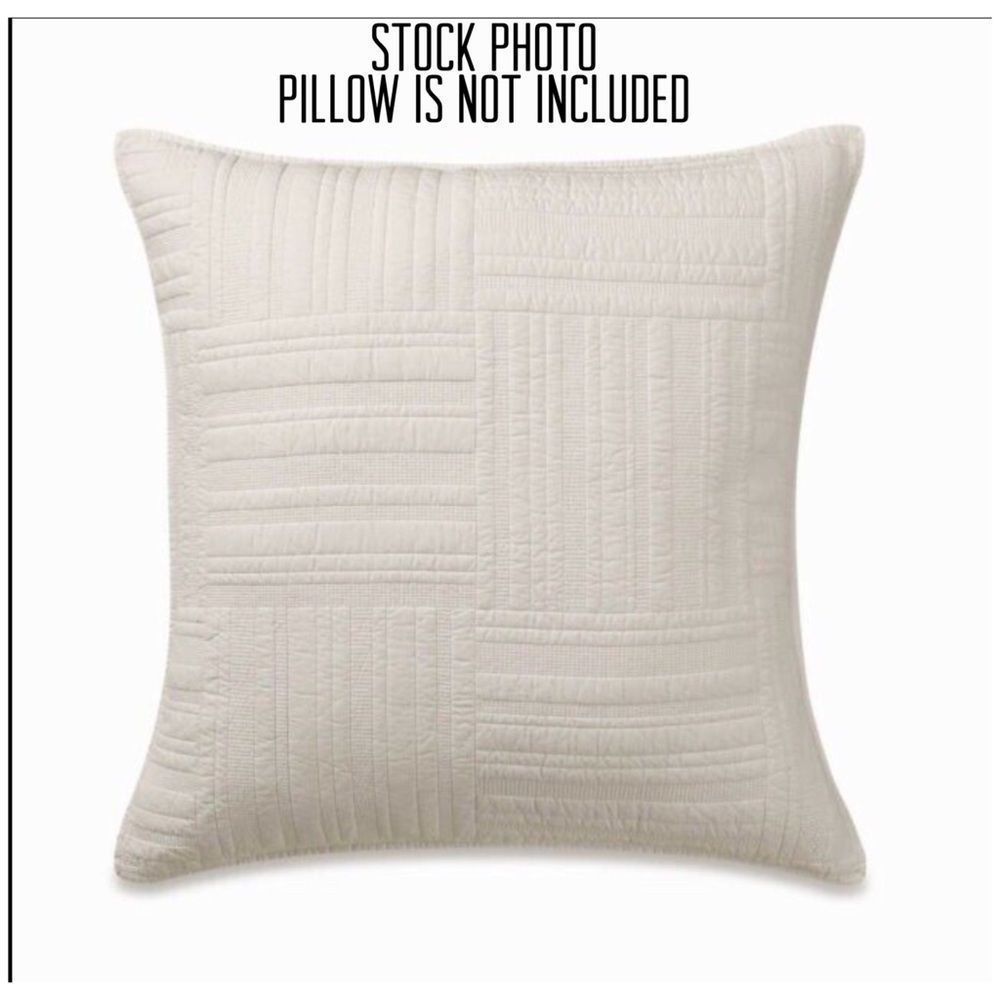 BarbaraBarry CottonQuilted Single Euro Pillow Sham in Eternity Oyster 26x26 NEW